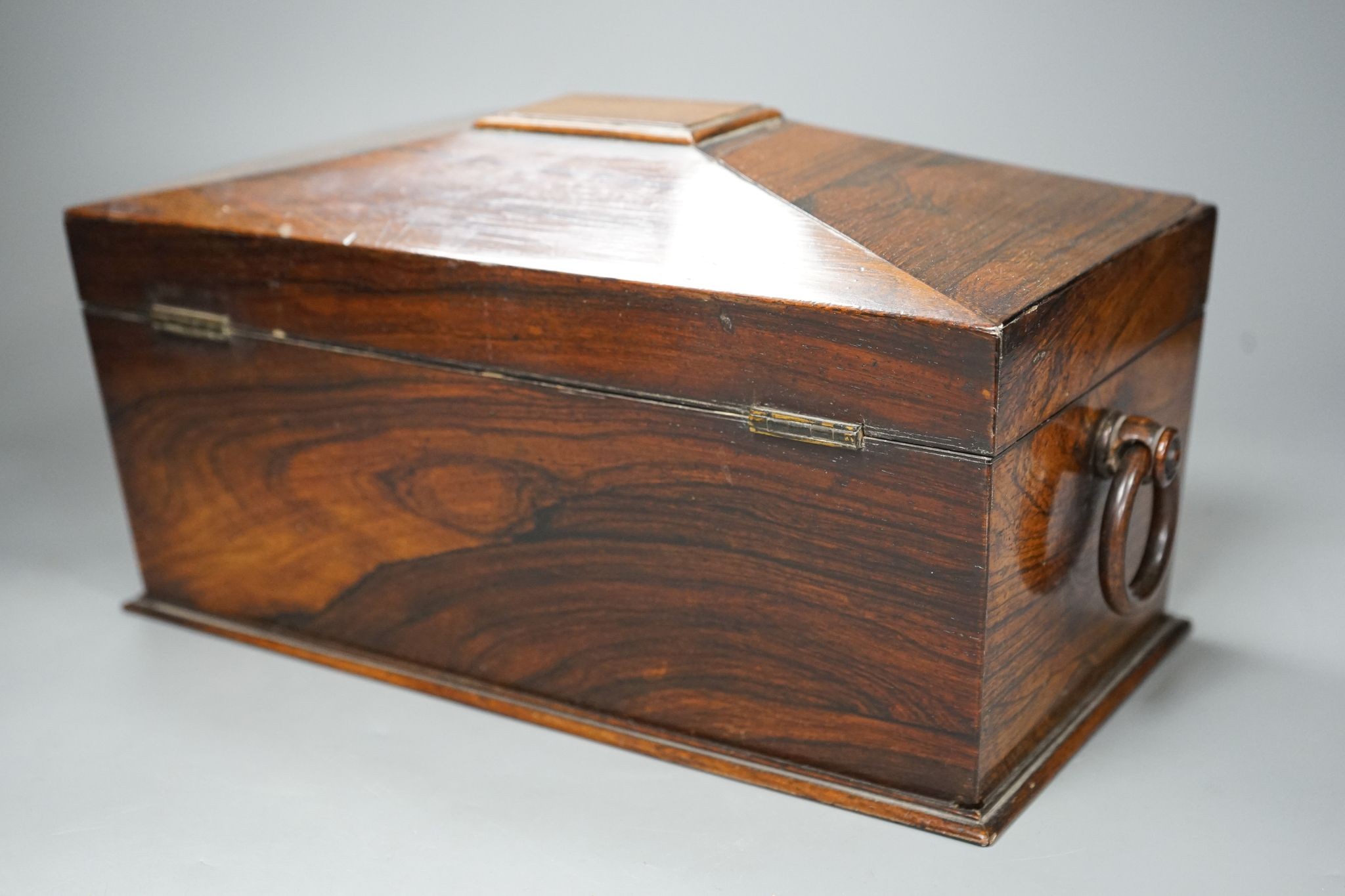 A Victorian rosewood tea caddy, 35cm